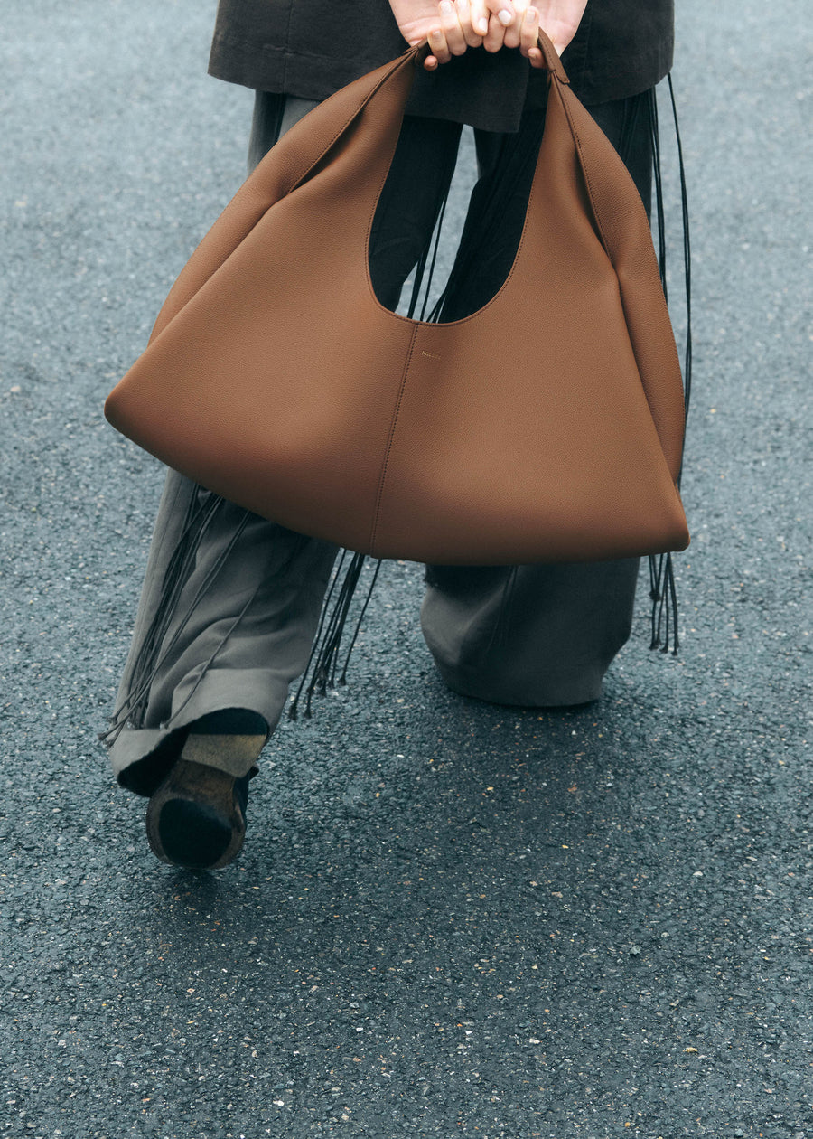 Leather textures and soft silhouettes